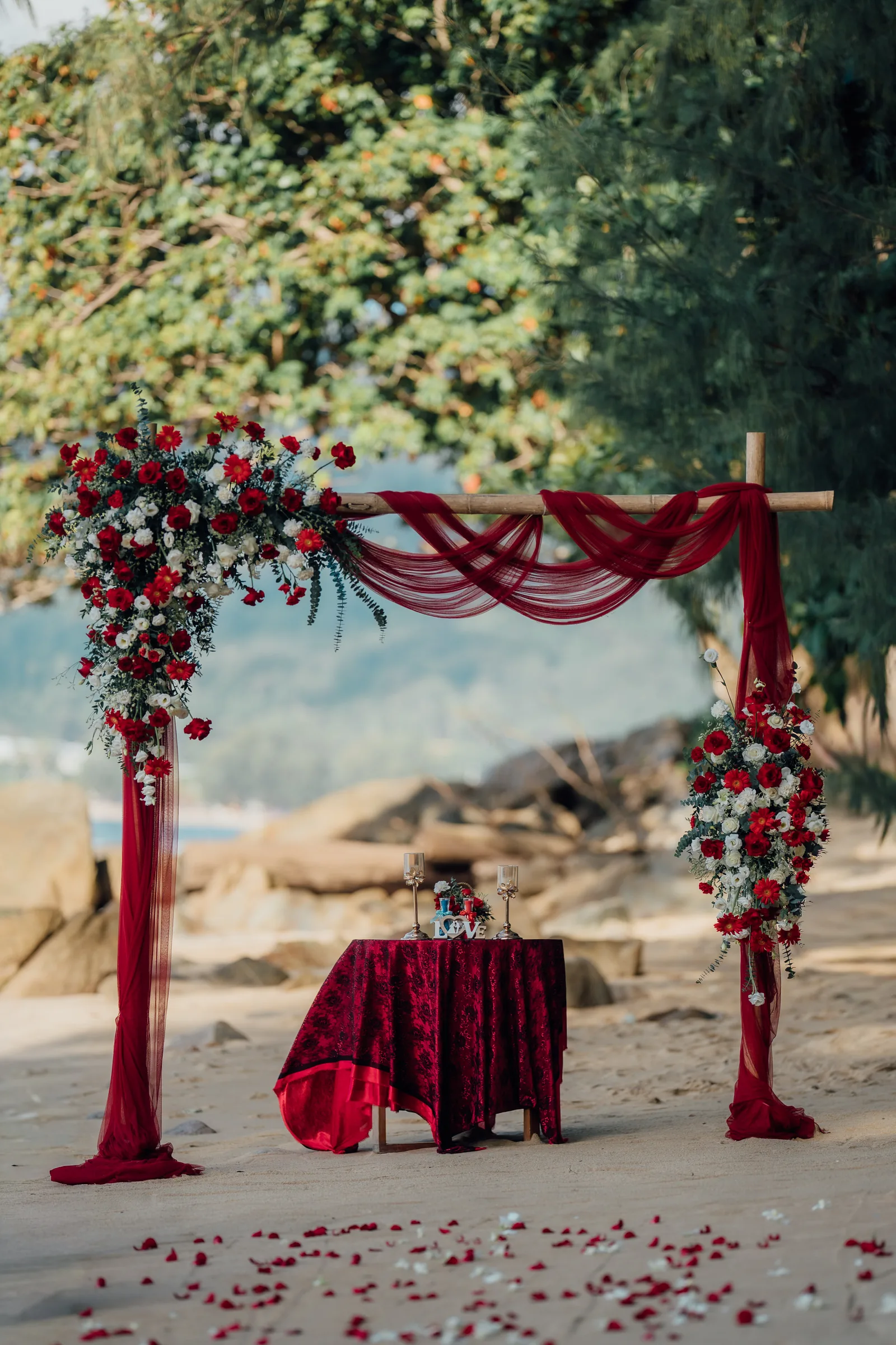 Rob & Robbie — Hua Beach, October 2025 — Phuket wedding florals by Supparin