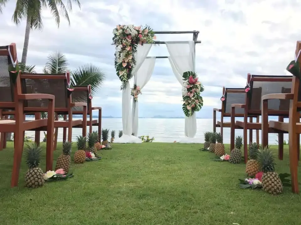 Tropical ceremony floral design in Phuket by Wedding Flowers Phuket